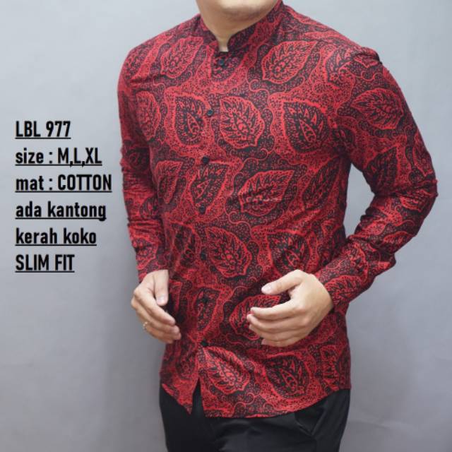 KEMEJA BATIK PRIA SLIM FIT LENGAN PANJANG BAJU PRIA LENGAN PANJANG KERJA SLIMFIT  CBL165