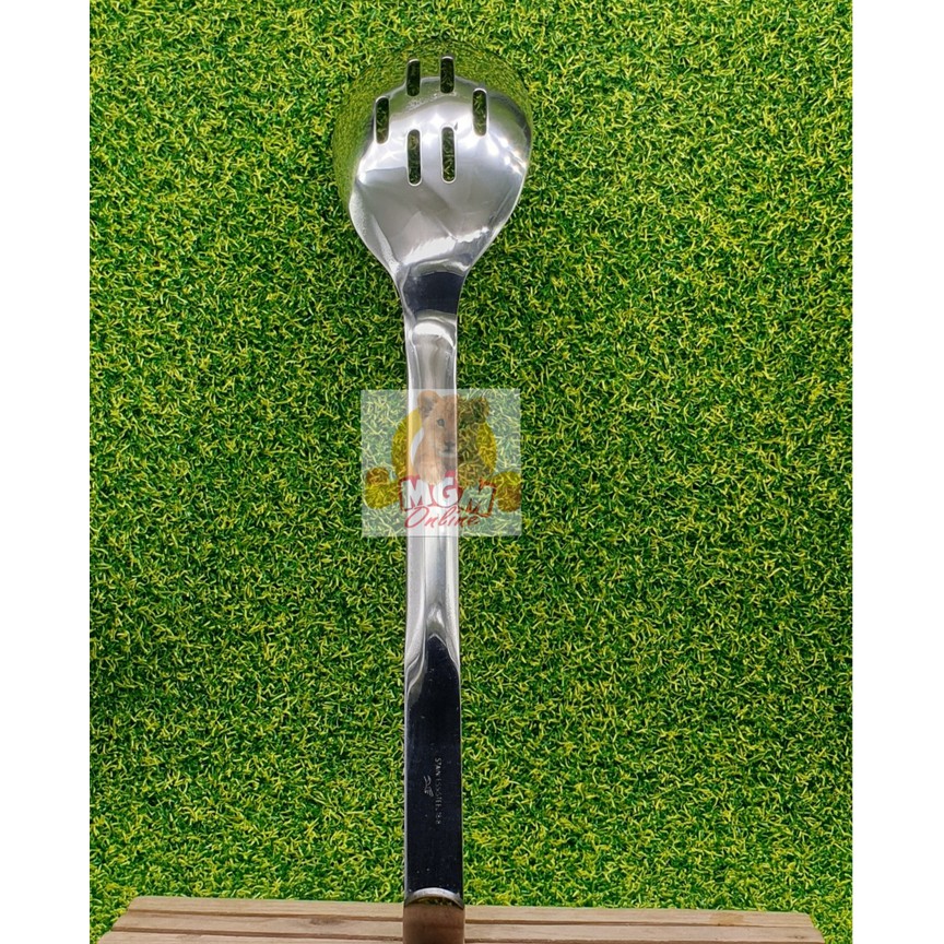 Sendok Prasmanan Panjang 33CM Stainless Tekuk agar tdk jatuh (Lubang)