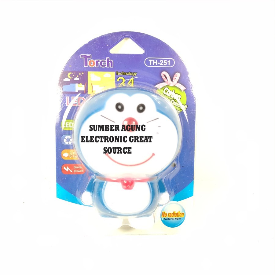 Lampu Tidur Torch TH251 Bentuk Doraemon LED Karbon 24Jam Pengerangan