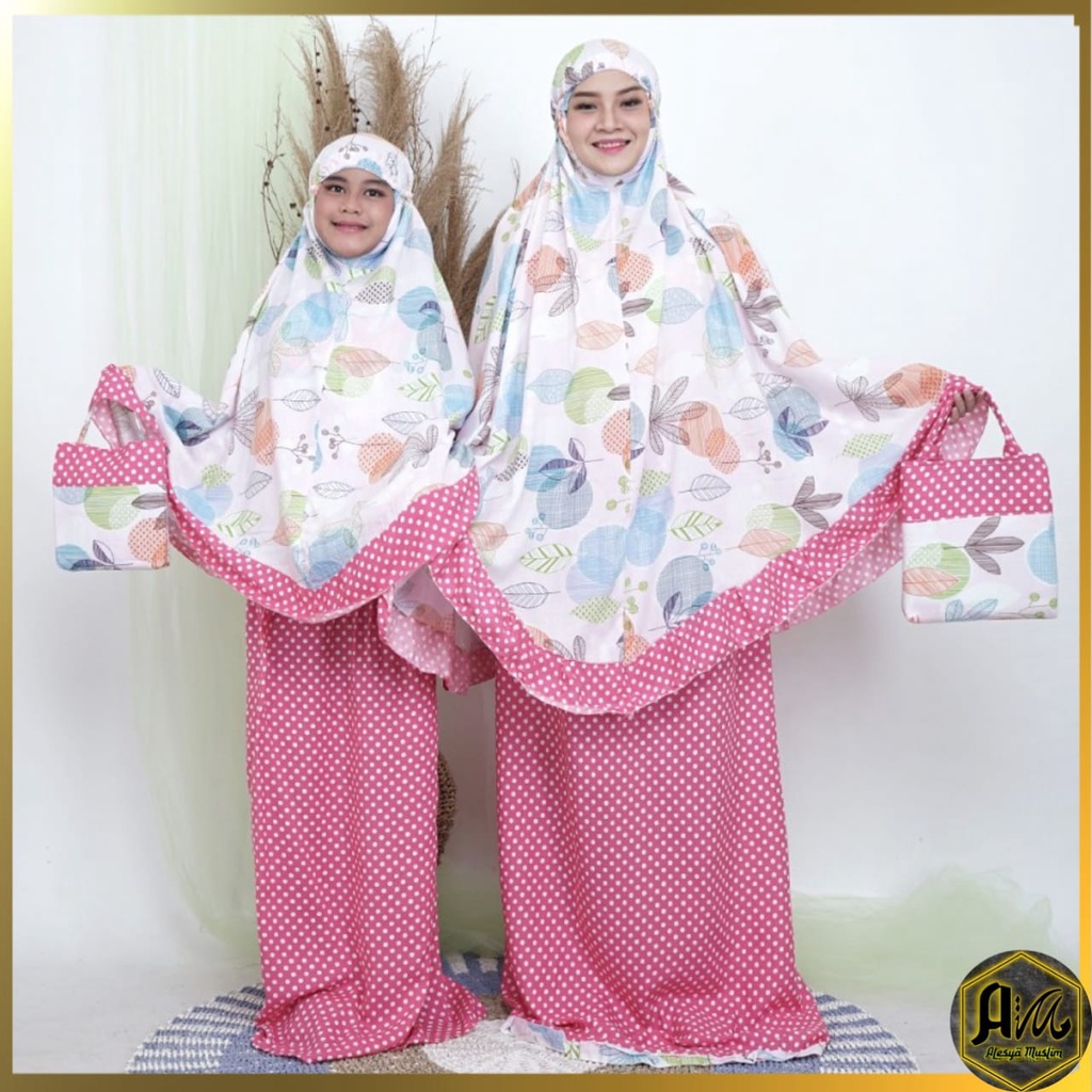 Mukena Couple Ibu Dan Anak Bahan Katun Jepang/Harga Grosir/Bisa Bayar Di Tempat