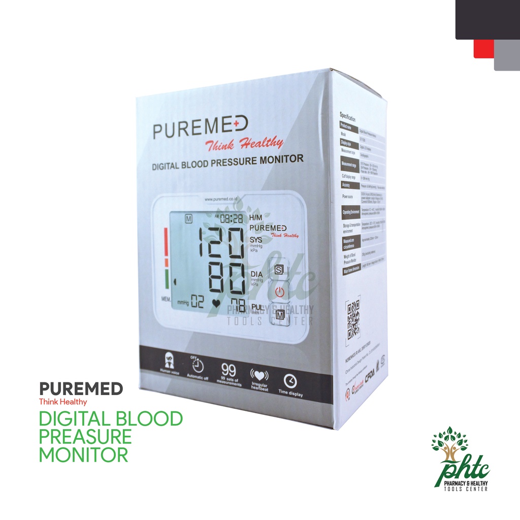 PUREMED Tensimeter Digital Dengan Suara l Digital Blood Pressure Monitor With Voice l Layar Tensi Besar