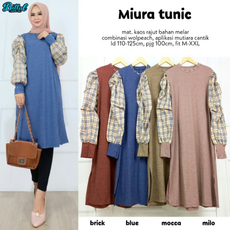 TOP COD READY ATASAN WANITA MUSLIM KAOS RAJUT CANTIK -BAJU TUNIK STYLISH - MIURA TUNIK BY BILLAL