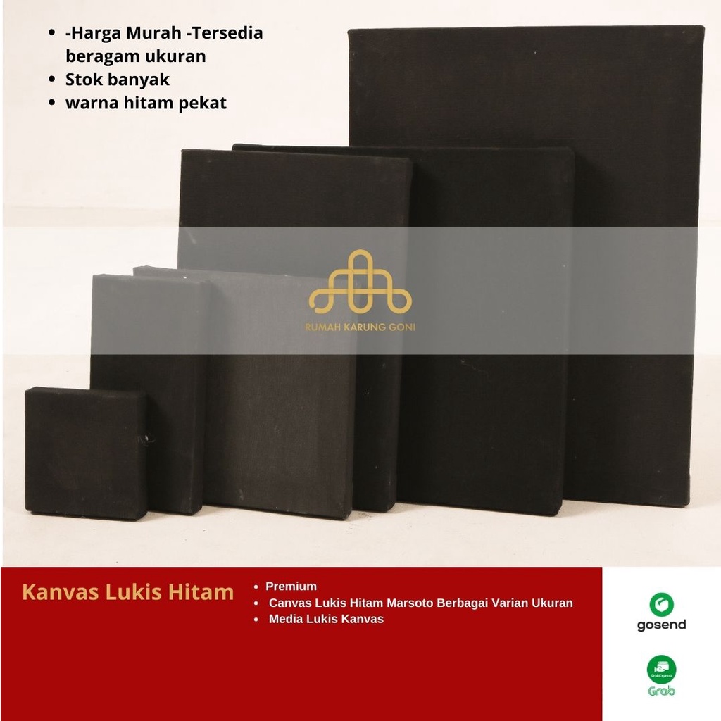 Kanvas Lukis Hitam Premium - Canvas Lukis Hitam Marsoto Berbagai Varian Ukuran - Media Lukis Kanvas