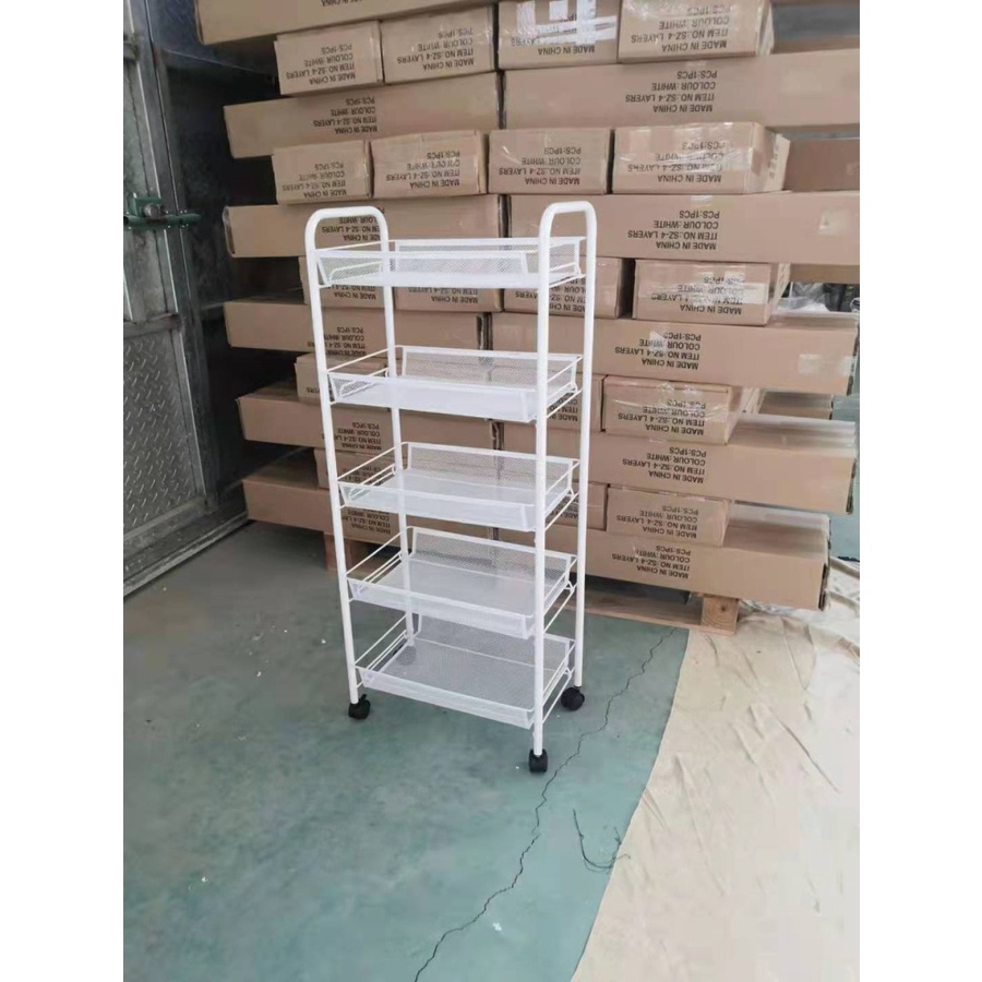 Rak Trolly Roda Tray Wheel Rack 5 Susun MB962