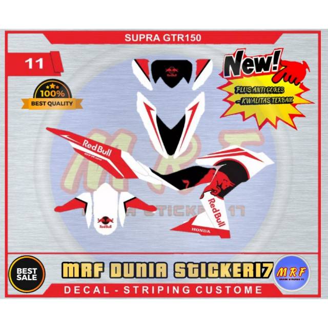 Stiker decal supra GTR 150 decal motor supra GTR 150 sticker motor decal Supra GTR 150 Red Bull