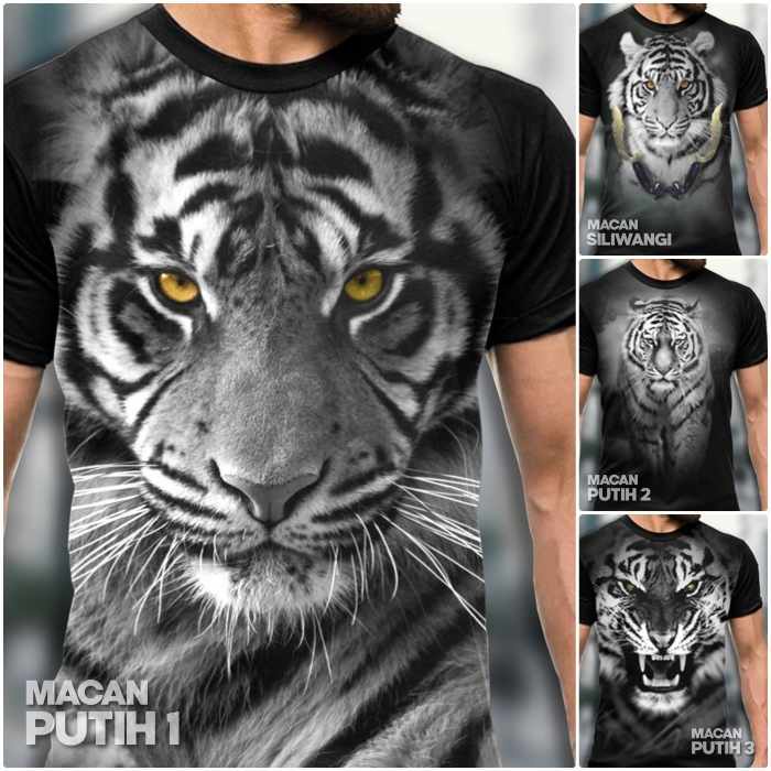 Kaos MACAN PUTIH Baju Kaos Harimau Putih Siliwangi Maung Bodas Kaos Gambar KUJANG
