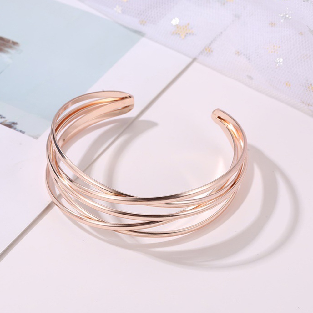 Hu Hu Hu Hu Hu Alat Bantu Pasang Kacamata♡ Gelang Bangle Open Desain Salib Multilayer Untuk Wanita