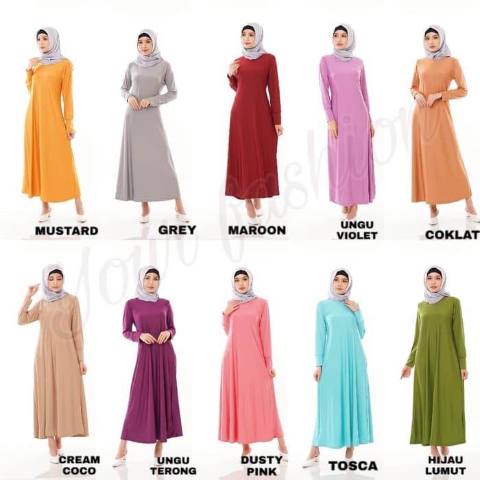 Gamis Lebaran 2020 Remaja Model Gamis Terbaru Syari Terania G PL118  Maxi Polos Termurah Bahan Jerse