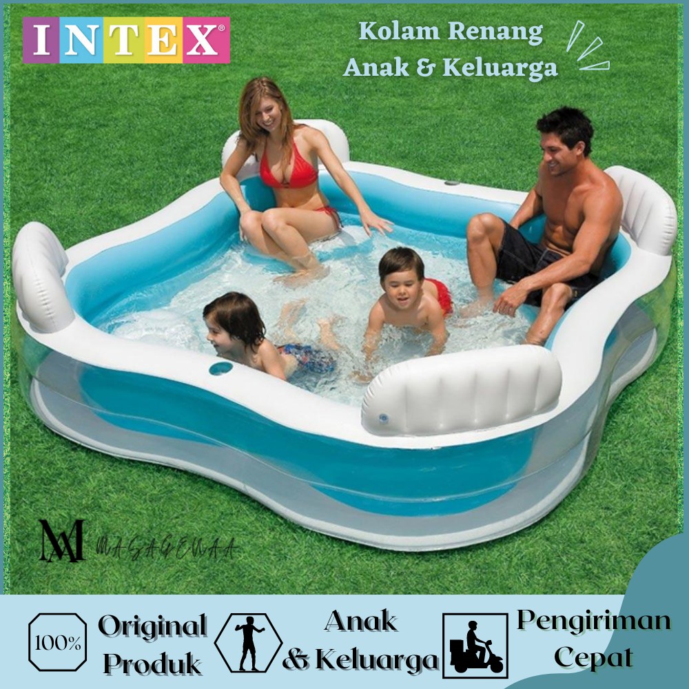 KOLAM RENANG BERENANG KARET ANAK ANAK KELUARGA FAMILY JUMBO BESAR TIUP POMPA SWIMMING POOL INTEX