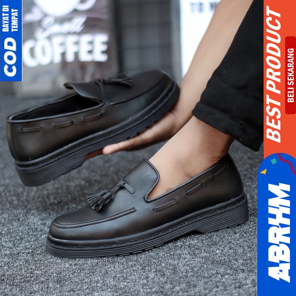 Sepatu Pantofel Docmart Formal Kerja Hitam Pria Abrhm Lulja