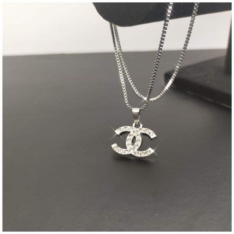 KALUNG SILVER ANTER KARAT - ANTI LUNTUR_/Kalung Liontin Wanita Model Canel