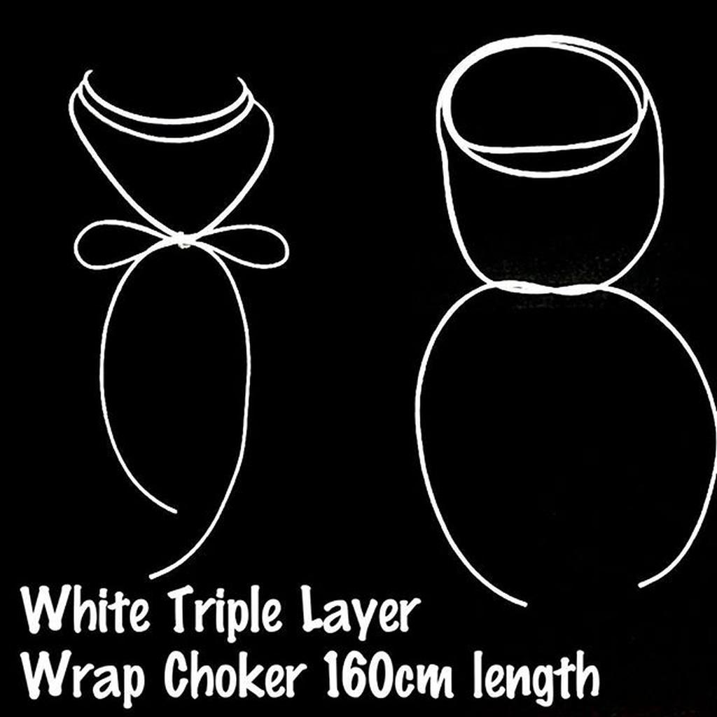 White Triple Layer Wrap Choker Plain Necklace | Kalung Handmade