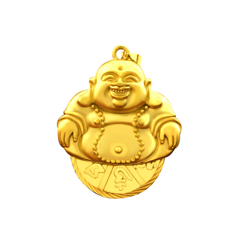 Kalung Emas Asli Kadar 375 Dengan Liontin Bentuk Buddha Untuk Pria