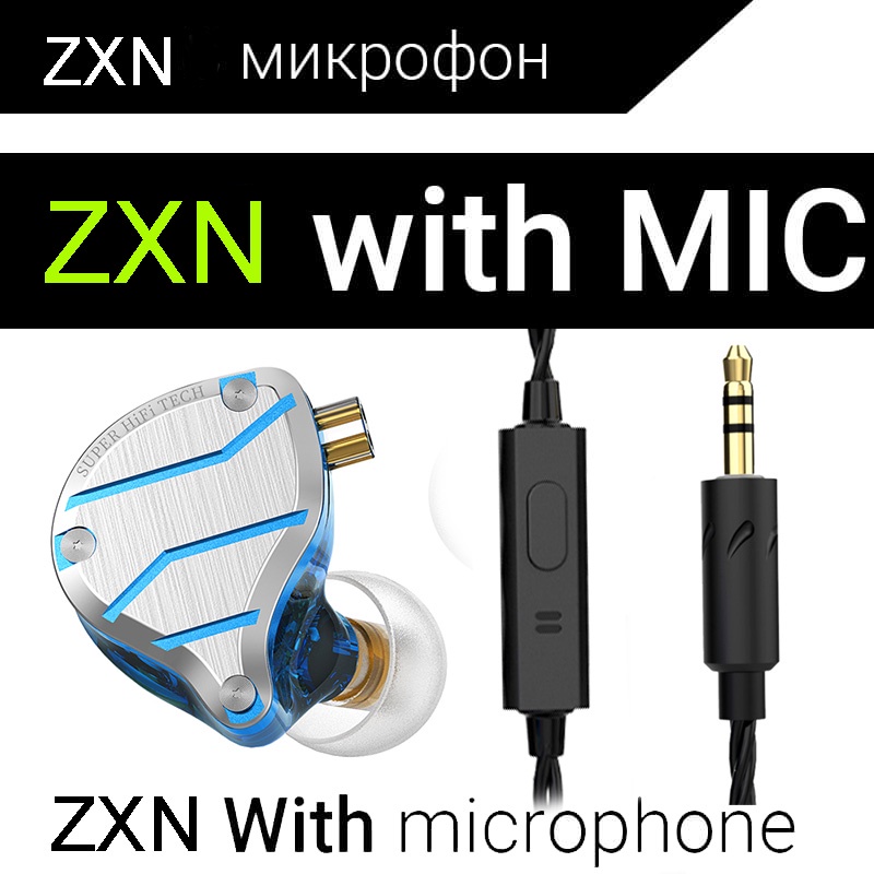 QKZ ZXN Basshead Hifi earphone WITH MIC alt EDX Pro ZS10 Pro ZSN Pro-BLUE