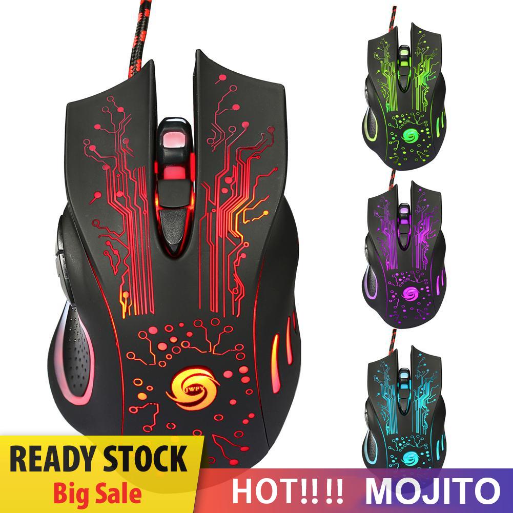 MOJITO 3200DPI LED Optical 6D USB Wired Gaming Game Mouse Pro Gamer Mice For PC