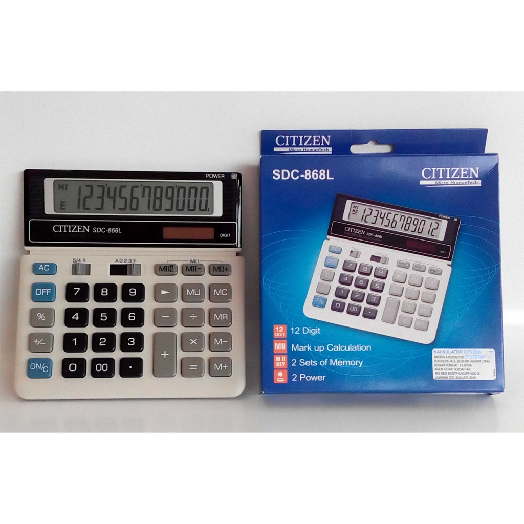 

Kalkulator Dagang CITIZEN SDC-868L 12 Digit
