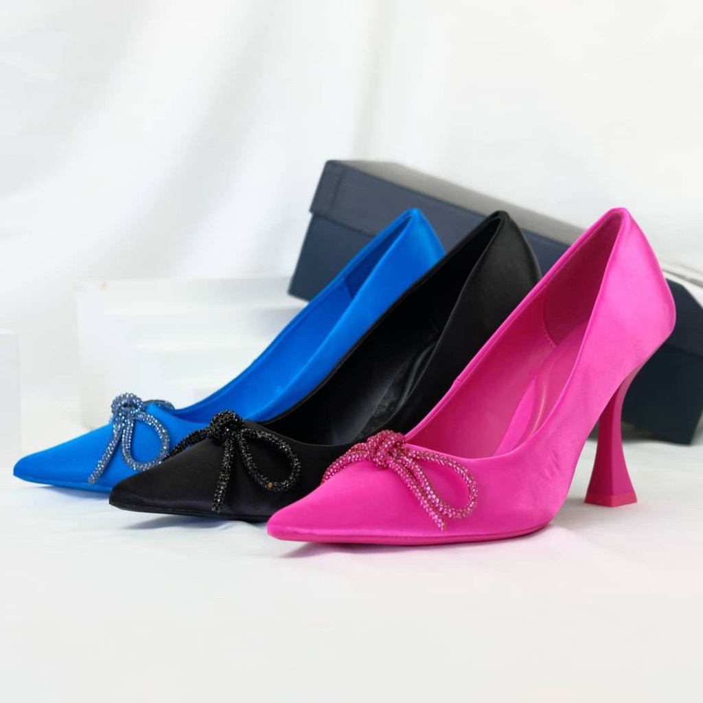 [7.7 Boombastis Sale⚡] - SEPATU WANITA HAK TINGGI HIGH HEELS ZS458 SATIN PREMIUM IMPORT