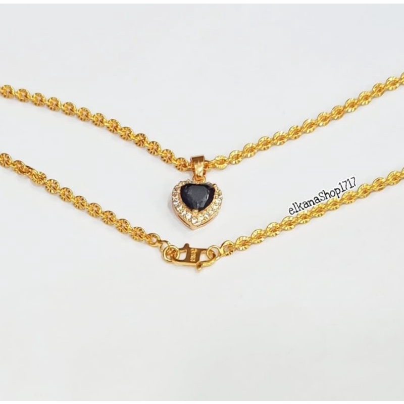 KALUNG PERMATA LOVE DIAMOND BLACK MOISSANITE LAPIS LOGAM EMAS18K MODIS ANTI KARAT