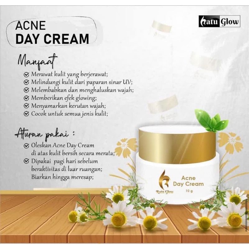 Ratu Glow Day Cream Krim Siang Perawatan Pelembab Penghilang Jerawat Kulit Wajah Anti Kusam Komedo Berminyak Atasi Paparan Sinar Uv Secara Langsung Noda Hitam Flek