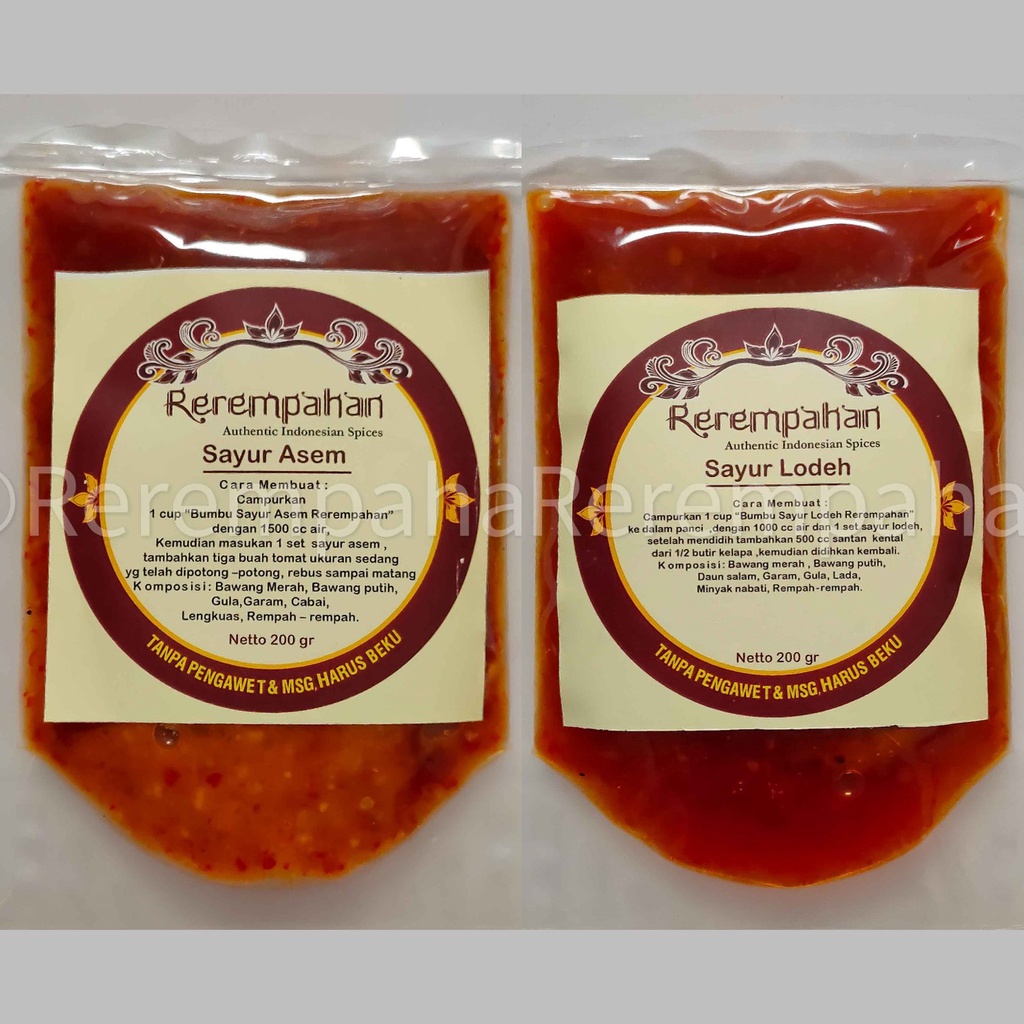 

Rerempahan SAYUR ASEM & SAYUR LODEH Bumbu Jadi Instan Siap Pakai TANPA PENGAWET & MSG