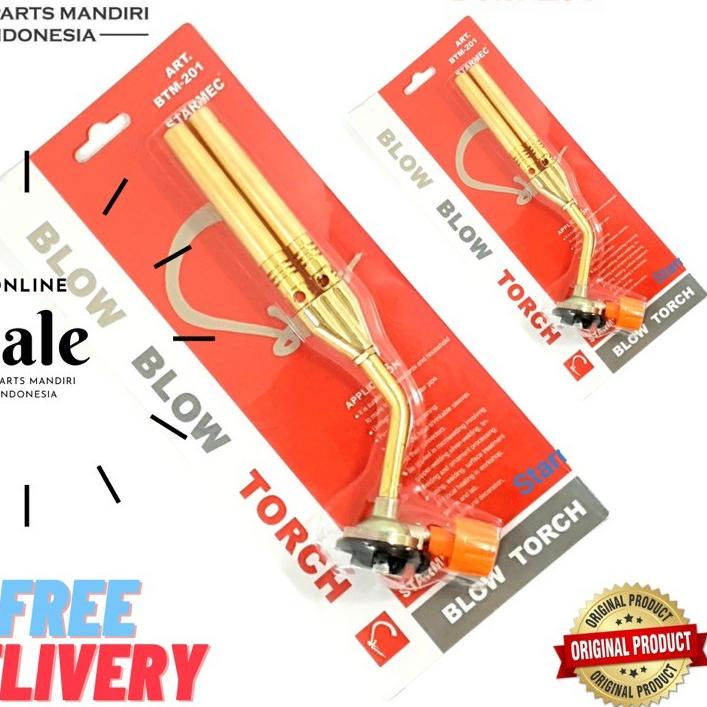 ☑ blow torch manual double starmec - kepala las gas kaleng / flame BTM-201 ●