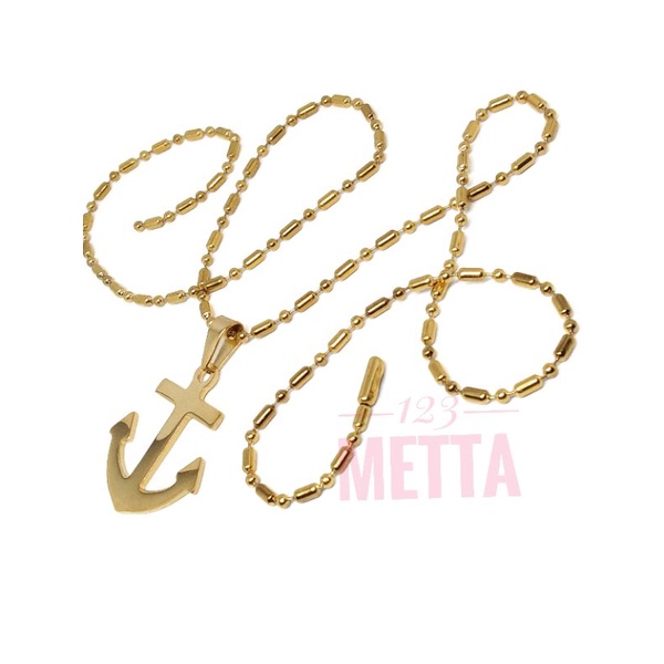 Kalung Pria Wanita Liontin Jangkar panjang 60 cm