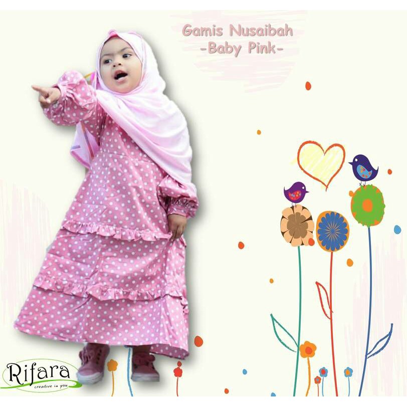 Promo Gamis Anak Nusaibah Rifara Katun Premium Uk XL(5-6 thn)