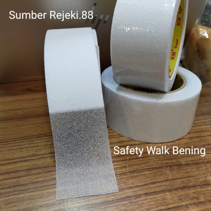 

(BISA COD) Safety Walk tape Trsnfaran 5cmx5.M Lakban Anti Licin Anti Slip Bening