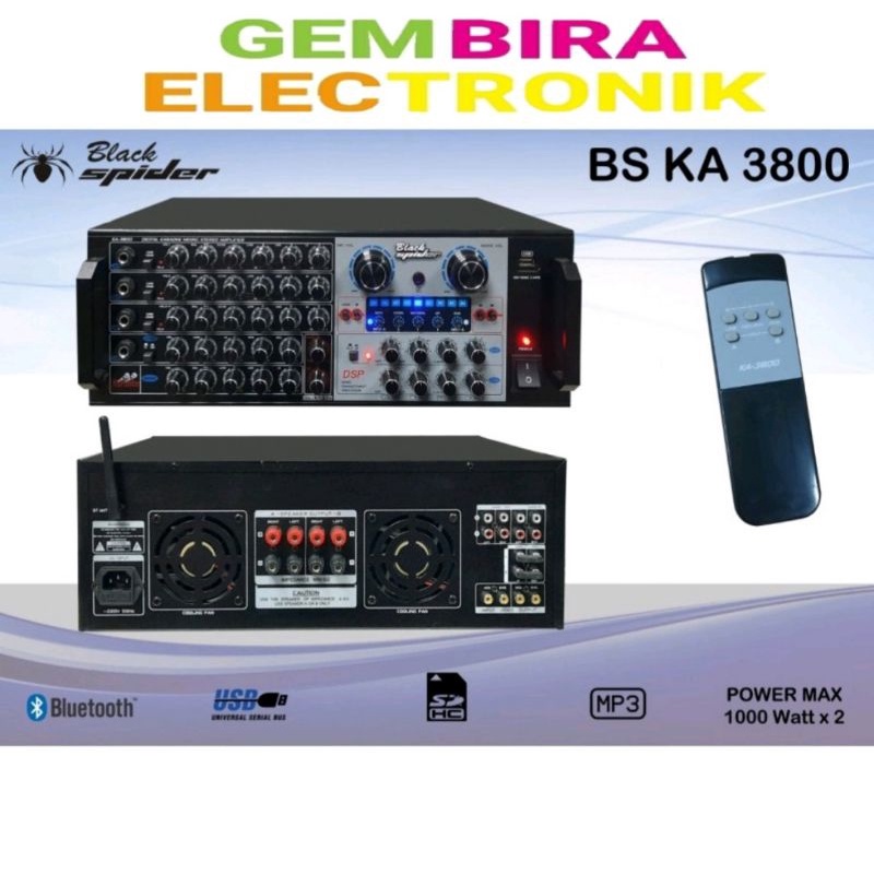AMPLIFIER BLACK SPIDER KA 3800 AMPLIFIER BLACKSPIDER KA 3800 USB BT
