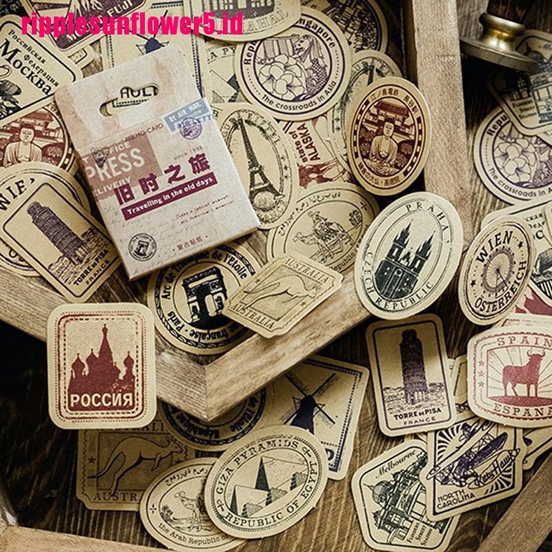 46pcs / Kotak Stiker Kertas Gaya Vintage Untuk Segel Kemasan Hadiah