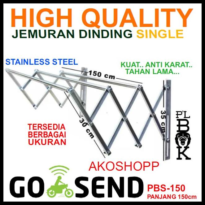 Jemuran Lipat Dinding Stainless Plbok Single 150 Cm