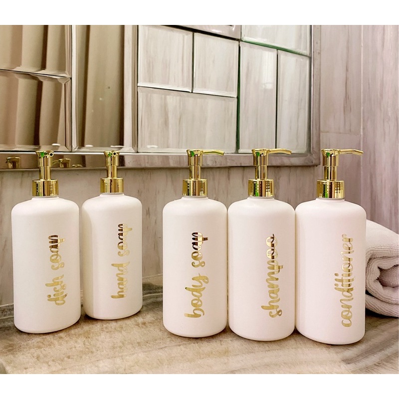 botol DOFF TEBAL 500ml gold kecil LUXURY. aesthetic bottle refill tempat sabun cair pump estetik