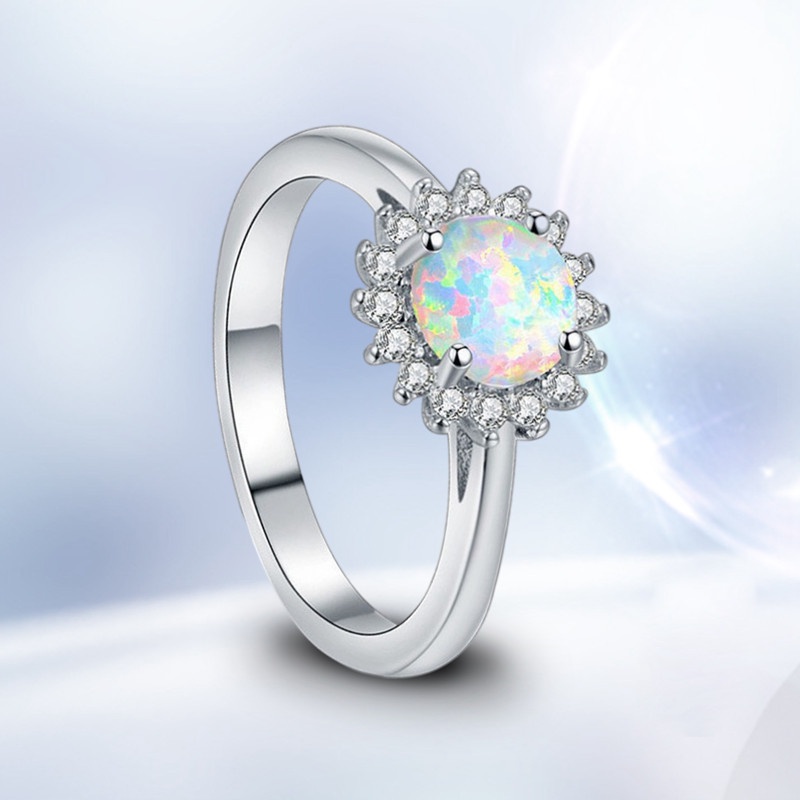 1pc Cincin Batu Opal Putih Kristal Alami Untuk Wanita