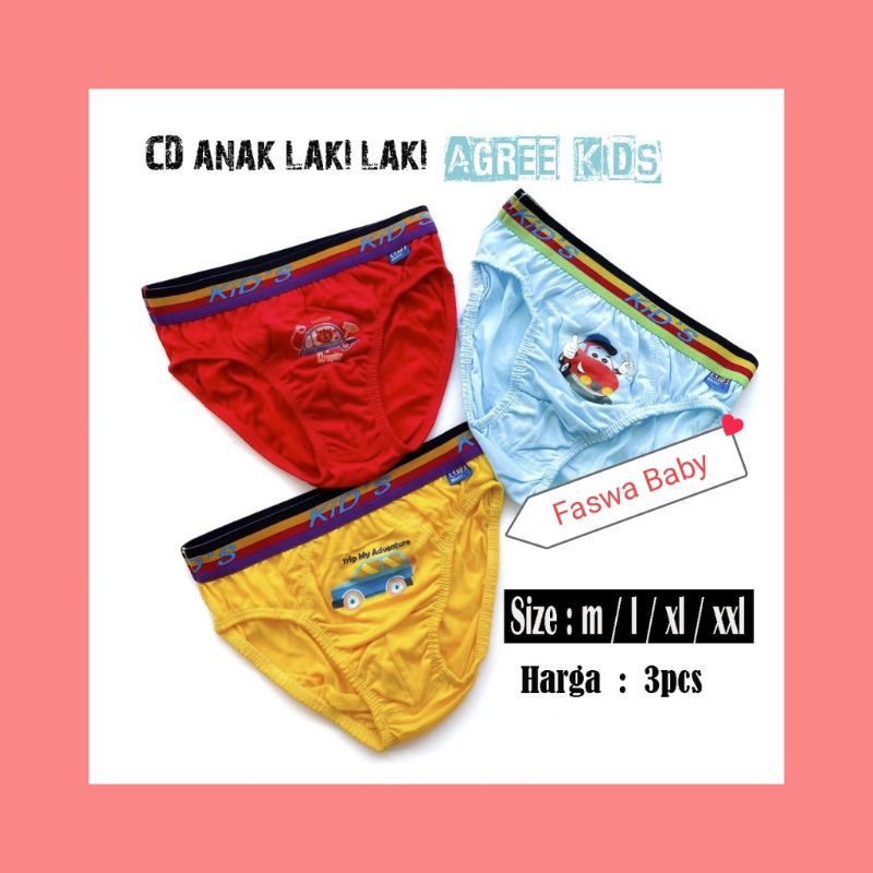 ( 3 PCS )Celana Dalam Anak Laki Laki Agree Kids AG101 / Pakaian Dalam Anak Cowok Agree