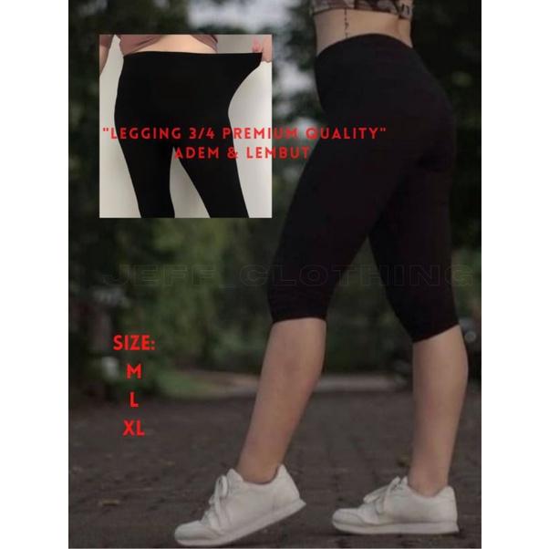 Celana Legging Pendek 3/4 Wanita Premium | Legging 3/4 | Lejing Pendek | Leging Pendek | Laging Pendek