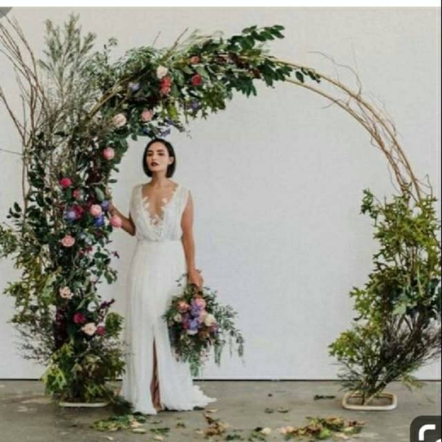 Backdrop besi dobel Pergola Pintu masuk Dekorasi Wedding Lamaran