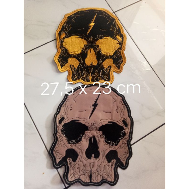Backpatch bordir tengkorak tempelan aksesoris punggung jaket