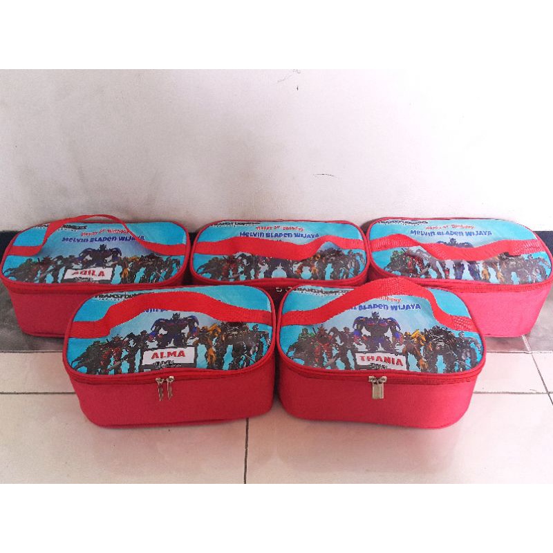 Tas lunch bag souvenir gambar printing castem free desain gambar print