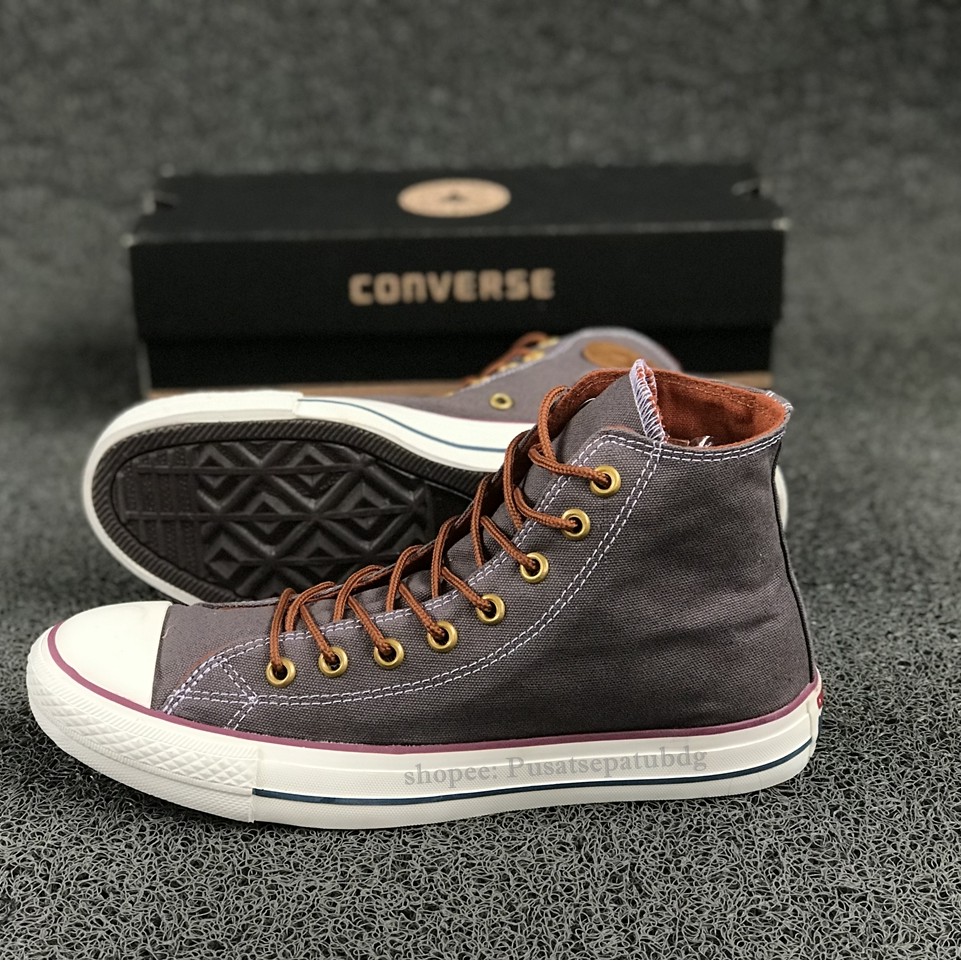 (BAYAR DITEMPAT) Converse Premium Tali Tan High Grey