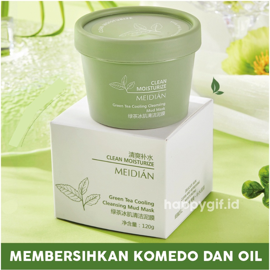 MEIDIAN Green Tea Clay Mask Komedo Wajah Greentea Pore Clean 120gr XX033