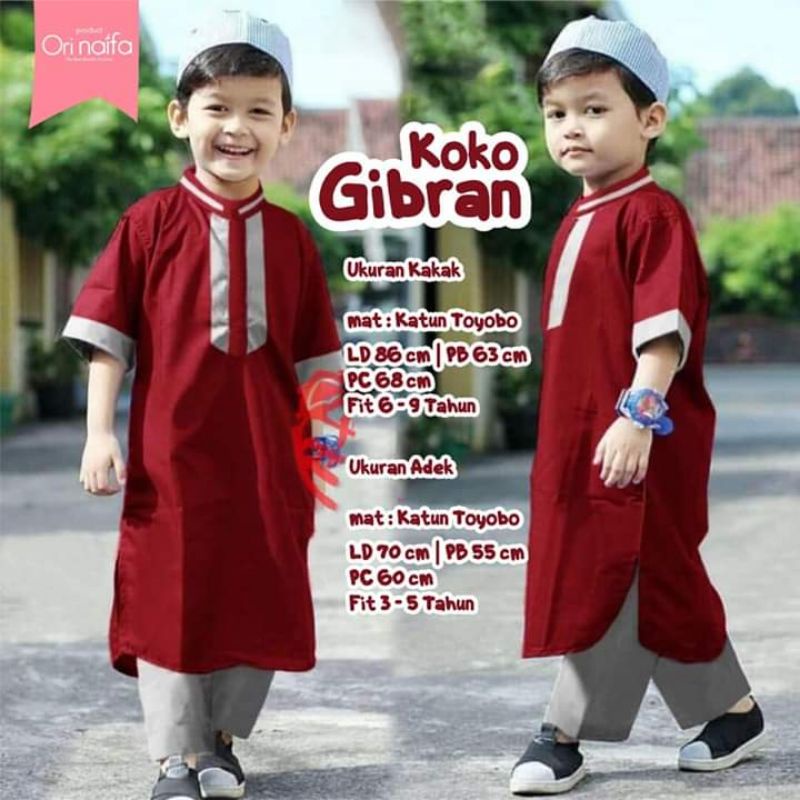 Setelan anak laki laki set koko GIBRAN kakak dan adik bahan katun adem