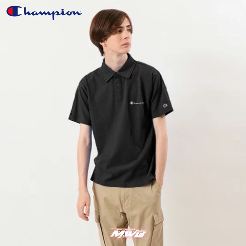 Polo Shirt Champion Logo Mini Script Bordir Original Japan Market C3-P306