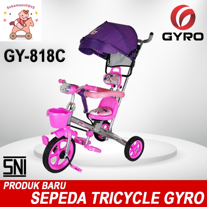 SEPEDA TRICYCLE STROLLER ANAK GYRO GY 818C Pink - SNI