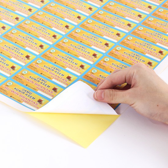 

cetak sticker bontax a3+ bisa cutting custom desain label logo