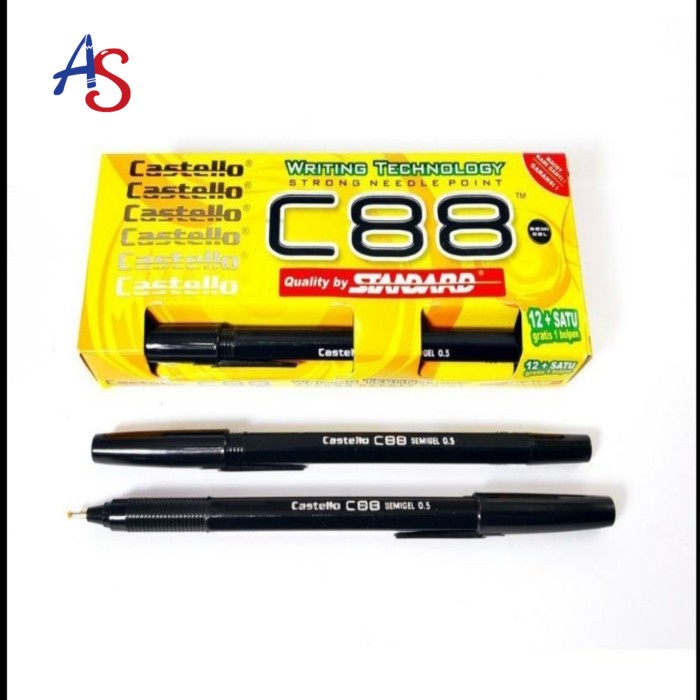 

Terlaris pulpen / ballpoint standard castello C88 lusin - Biru - Hitam
