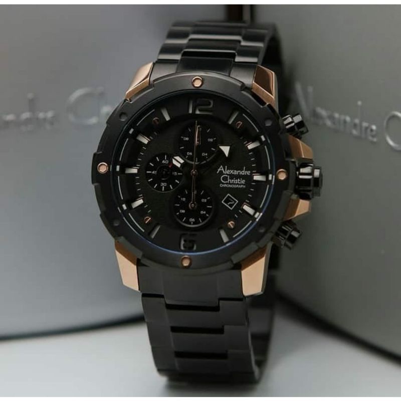 ALEXANDRE CHRISTIE AC 6410 AC6410 PRIA BLACK ROSEGOLD ORIGINAL