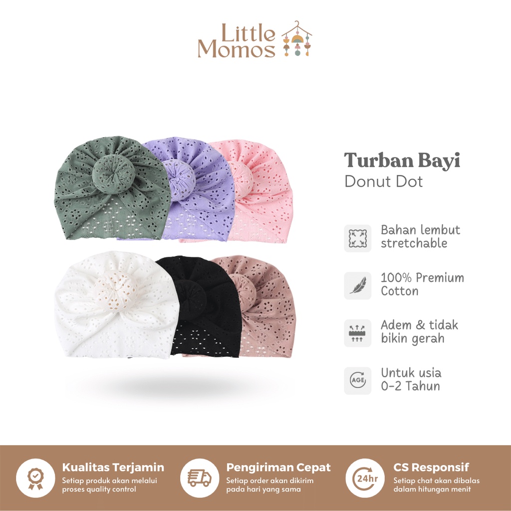 Little Momos Turban Anak Bayi Donut Dot 0-2 tahun - Bandana Bayi Perempuan