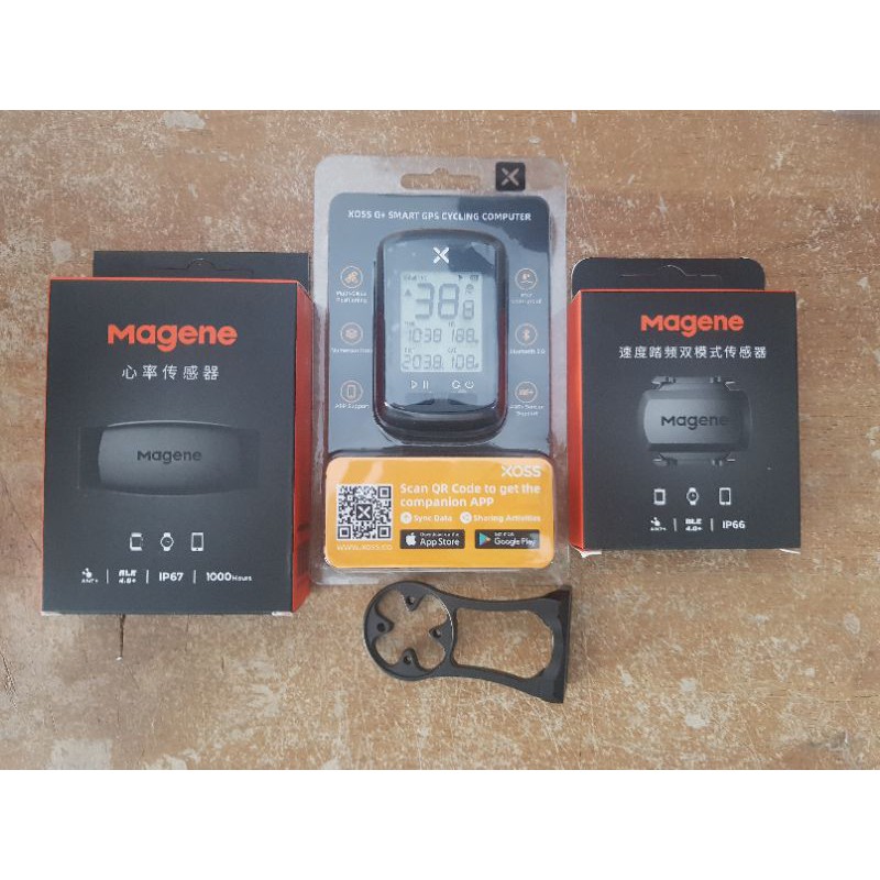 Speedometer  Odometer Cyclocomp Xoss G+ Paket Komplit GPS, Sensor Cadence, Sensor Heart Rate, Barfly