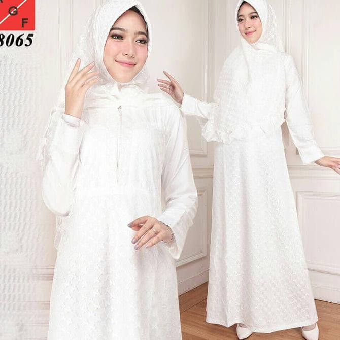 Baju Muslim Wanita /Busana Muslim/Baju Gamis Putih #E83 STD Fashiion muslim/Dress Muslim