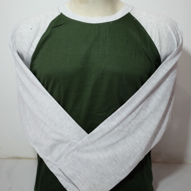 reglan hijau army abu mudah/kaos reglan/kaos reglan lengan panjang